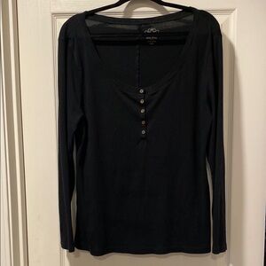 Old Navy XXL Black Long Sleeve Henley Top